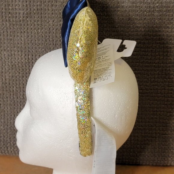 Disney Parks WDW 50th Anniversary Gold Sequin Blue Bow Ears Headband EARidescent - Picture 4 of 7